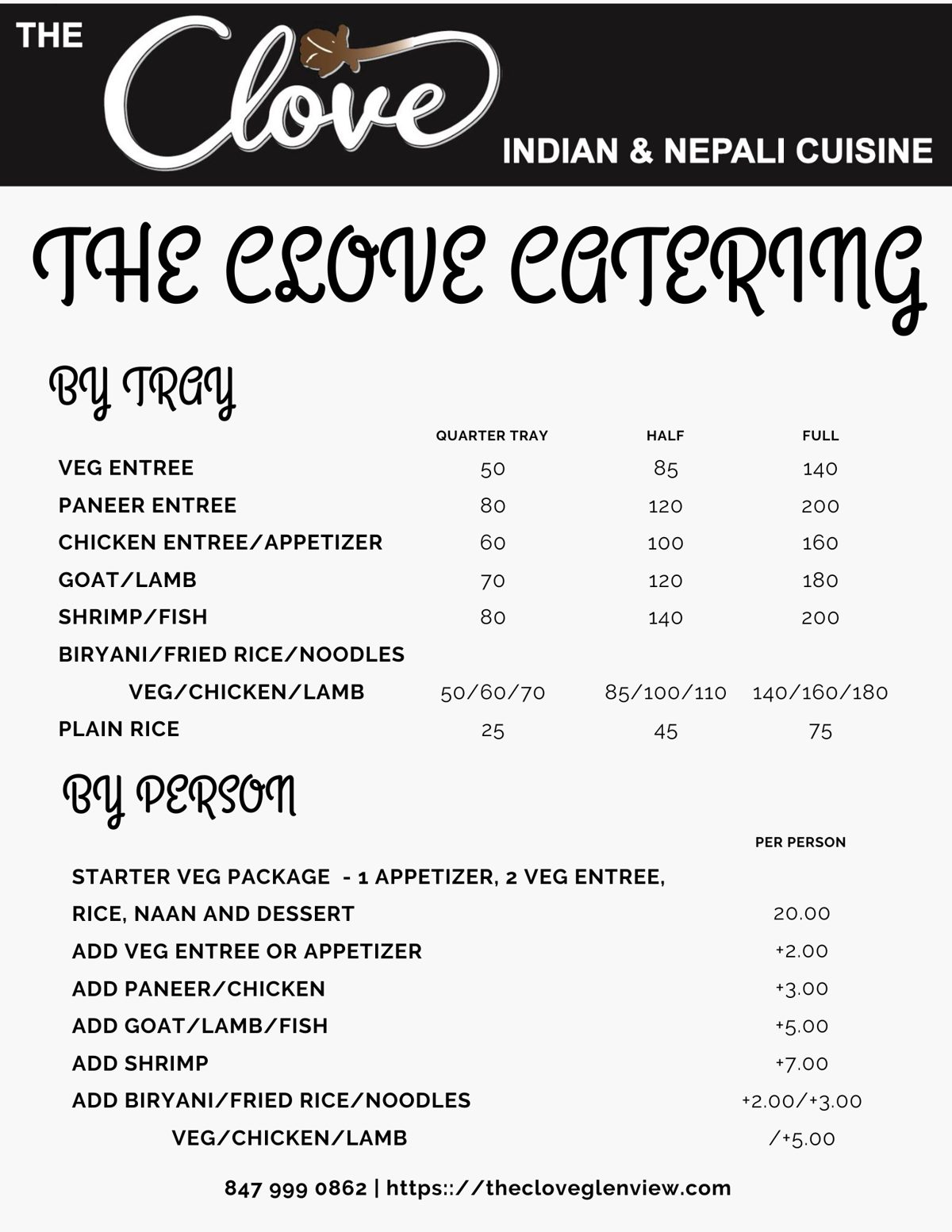 Clove Catering Menu
