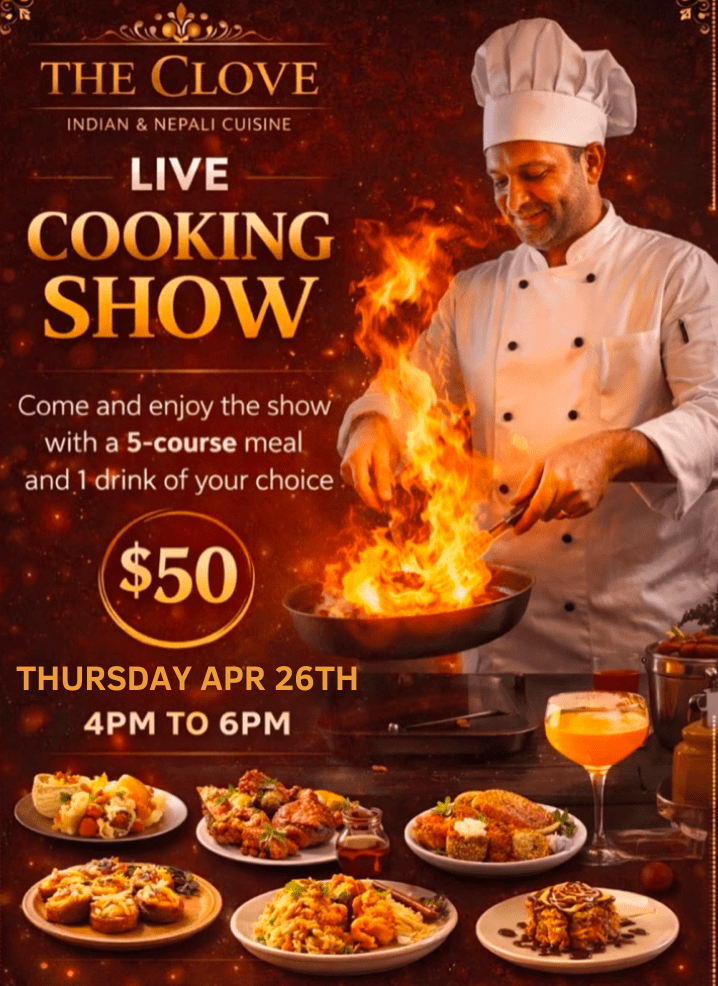 Chef performing a live cooking show in Glenview at The Clove restaurant